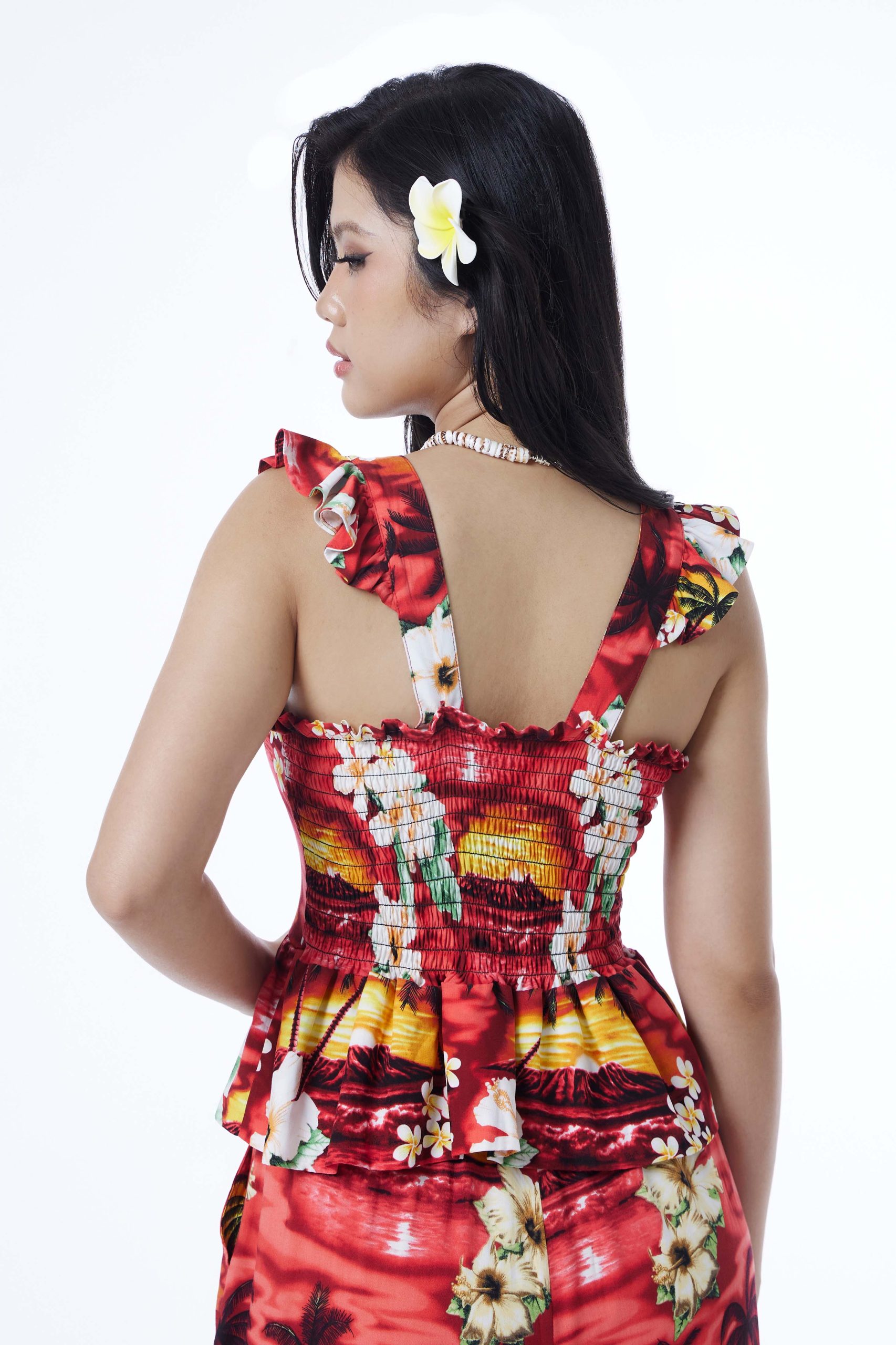 Pixie Shoulder Back-ruched Top